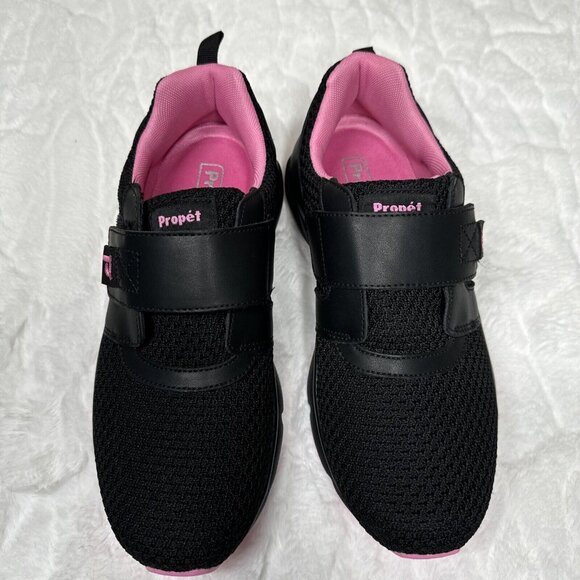 Propet Stability Shoes Women 10.5 D Black Pink X Strap Active Orthopedic Walk - Picture 2 of 10